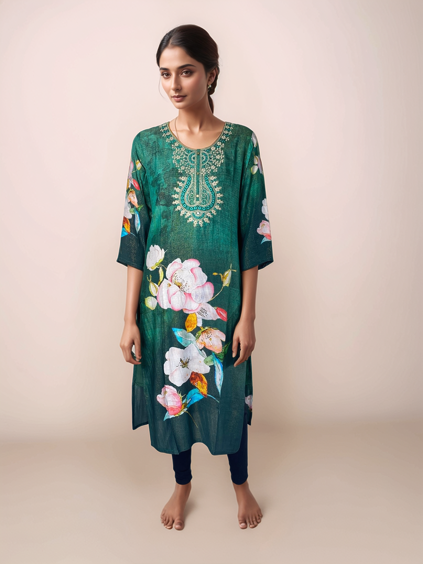 3005018C3 - Womens KURTHI TOP Green