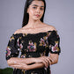 Eilaa - Black Floral Smocked High-Low Maxi Dress PSD403-MD453