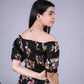 Eilaa - Black Floral Smocked High-Low Maxi Dress PSD403-MD453