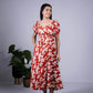 Eilaa - Rust Red with Beige Maxi Dress PSD405-MD1037