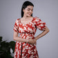 Eilaa - Rust Red with Beige Maxi Dress PSD405-MD1037