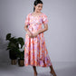 Eilaa - Peach Pink Abstract Puff sleeve Maxi Dress PSD408-MD1044