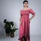 Eilaa - Red and White Off Shoulder Maxi Dress PSD407-MD328