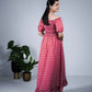 Eilaa - Red and White Off Shoulder Maxi Dress PSD407-MD328