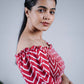 Eilaa - Red and White Off Shoulder Maxi Dress PSD407-MD328