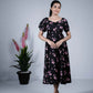 Eilaa - Black With Pink Floral puff Sleeve Maxi PSD408-MD986