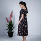Eilaa - Black With Pink Floral puff Sleeve Maxi PSD408-MD986