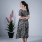 Eilaa - Black with white Daisy Print puff Sleeve dress PSD411-MD987