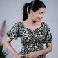Eilaa - Black with white Daisy Print puff Sleeve dress PSD411-MD987