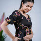 Eilaa - Black with Dark Purple Bloomy Charm Empire dress PSD410-MD988