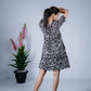 Eilaa - Black with White Daisy Breeze Buttoned  Dress PSD202S-MD599
