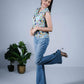 Eilaa - Multi colored Floral Bow-tie Top PST302-MT741