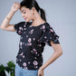 Eilaa - Black Floral Ruffled Top PST303-MT192