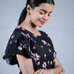 Eilaa - Black Floral Ruffled Top PST303-MT192