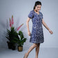 Eilaa - Navy Blue Floral Fit & Flare Dress PSD204S-MD601
