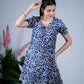 Eilaa - Navy Blue Floral Fit & Flare Dress PSD204S-MD601