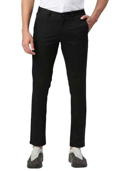 BASICS Mens  BLACK TAPERED TROUSER 22BTR51023 FLATFRONT