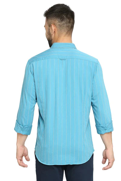 BASICS Mens  BLUE SLIM SHIRT 23BSH51644 HS