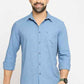 BASICS Mens  BLUE SLIM SHIRT 23BSH52059 LS