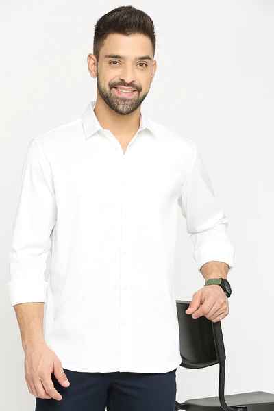 BASICS Mens  WHITE SLIM SHIRT 23BSH51718 LS