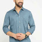 BASICS Mens  BLUE SLIM SHIRT 23BSH51764 LS