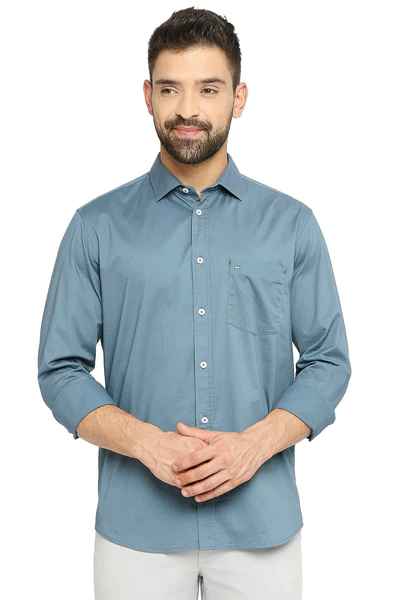 BASICS Mens  BLUE SLIM SHIRT 23BSH51764 LS