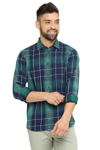 BASICS Mens  GREEN SLIM SHIRT 23BSH51707 LS