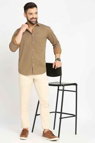 BASICS Mens  KHAKI SLIM SHIRT 23BSH51910 HS