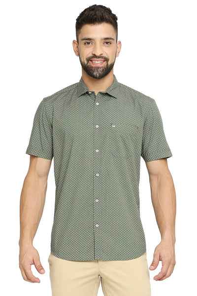 BASICS Mens  GREEN SLIM SHIRT 23BSH51909 HS