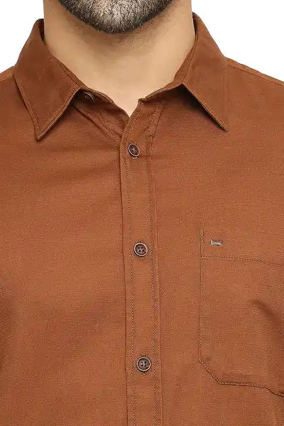 BASICS Mens  BROWN SLIM SHIRT 23BSH51962 HS