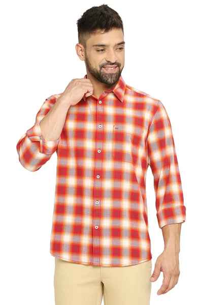 BASICS Mens  RED SLIM SHIRT 23BSH51735 HS