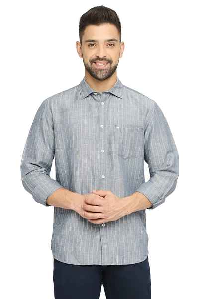 BASICS Mens  GREY SLIM SHIRT 23BSH51927 HS