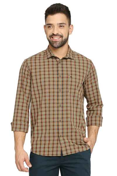 BASICS Mens  GREEN SLIM SHIRT 23BSH51488 HS