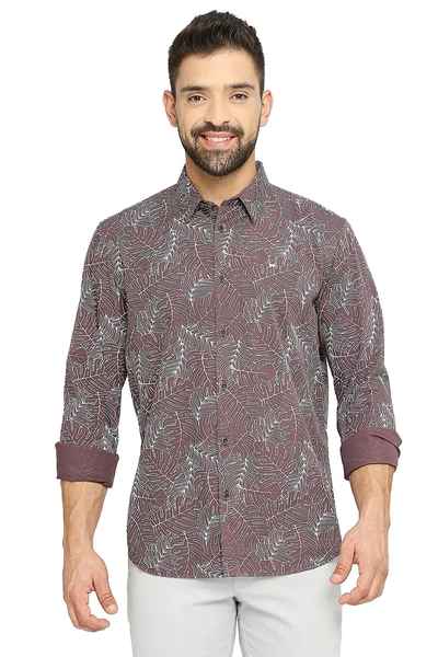 BASICS Mens  WINE SLIM SHIRT 23BSH51849 LS