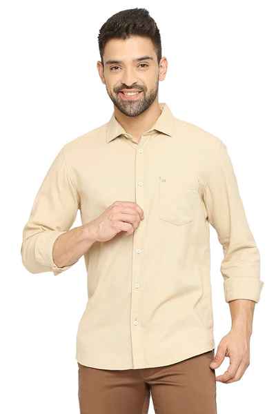 BASICS Mens  BEIGE SLIM SHIRT 23BSH51750 LS