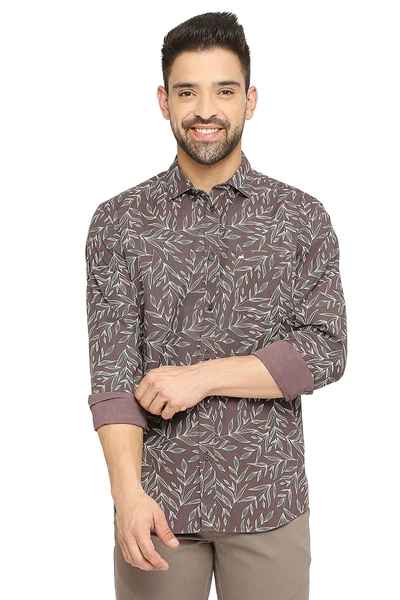 BASICS Mens  WINE SLIM SHIRT 23BSH51847 LS