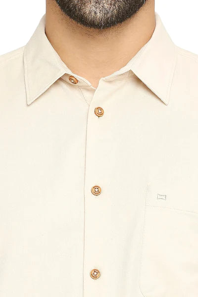 BASICS Mens  BEIGE SLIM SHIRT 23BSH52055 LS