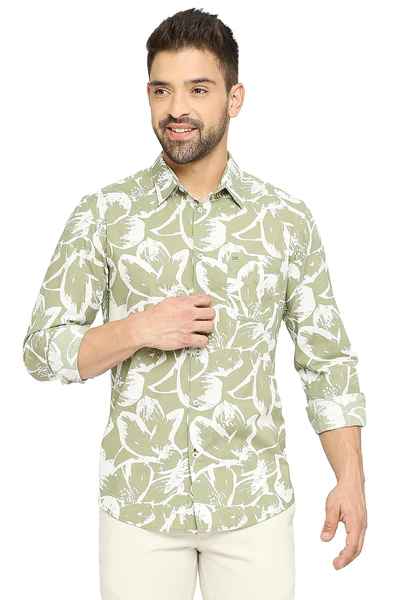 BASICS Mens  LIGHT GREEN SLIM SHIRT 23BSH51918 LS