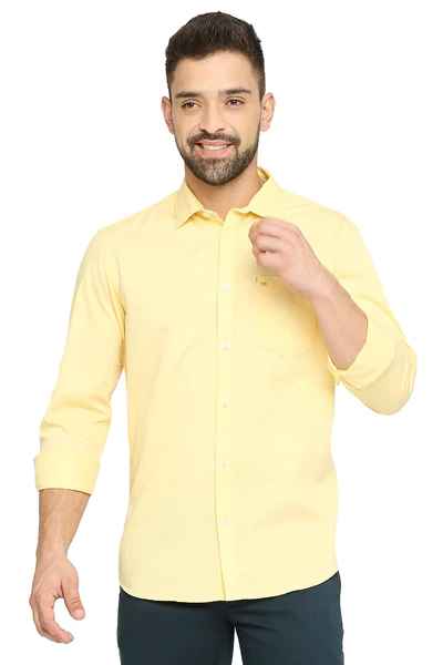 BASICS Mens  YELLOW SLIM SHIRT 23BSH51693 LS