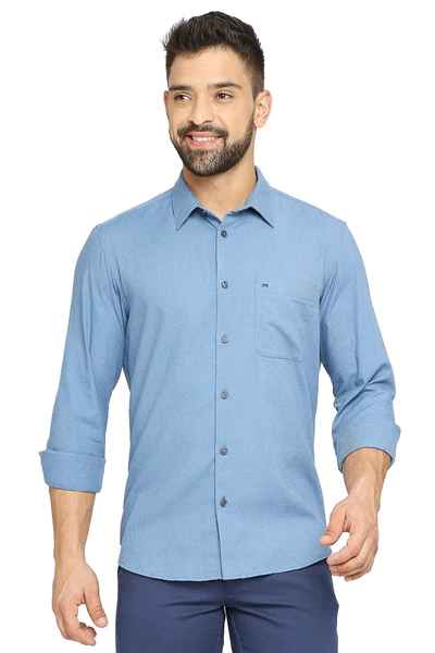 BASICS Mens  BLUE SLIM SHIRT 23BSH52059 LS