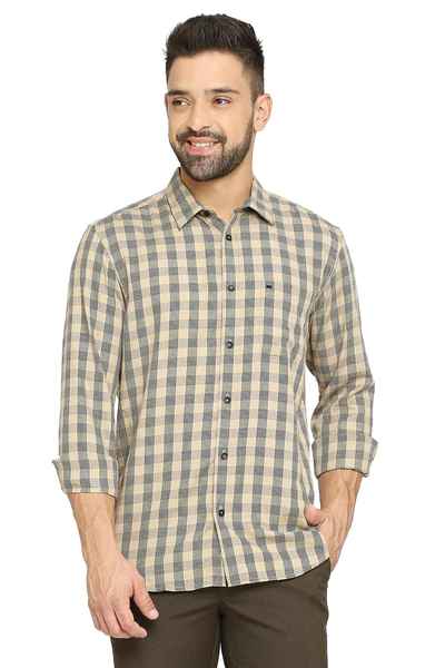 BASICS Mens  BEIGE SLIM SHIRT 23BSH51531 LS