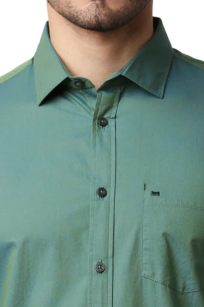 BASICS Mens  GREEN SLIM SHIRT 23BSH52252 LS