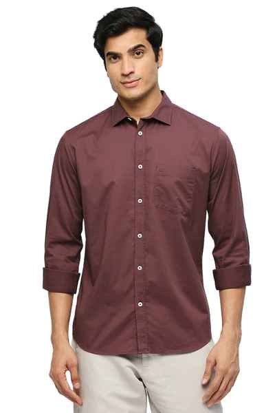 BASICS Mens  MID BROWN SLIM SHIRT 23BSH51765 LS