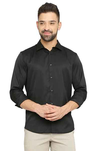 BASICS Mens  BLACK SLIM SHIRT 23BSH51714 LS