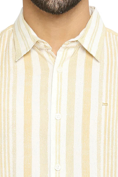 BASICS Mens  BEIGE SLIM SHIRT 23BSH51813 LS