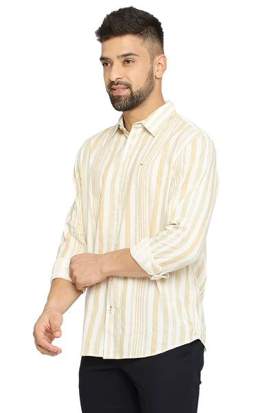 BASICS Mens  BEIGE SLIM SHIRT 23BSH51813 LS