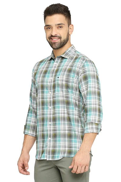 BASICS Mens  TEAL SLIM SHIRT 23BSH51680 HS