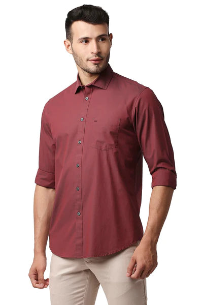 BASICS Mens  RED SLIM SHIRT 23BSH52253 LS