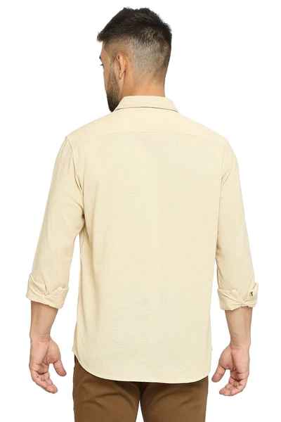 BASICS Mens  BEIGE SLIM SHIRT 23BSH51524 HS