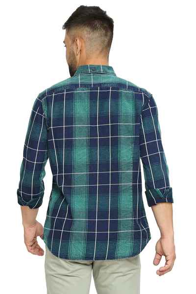 BASICS Mens  GREEN SLIM SHIRT 23BSH51707 LS